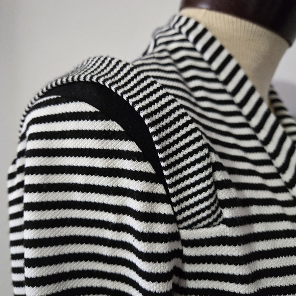 MELISSA NEPTON black And White Striped Open Front Cardigan. Size Small - Picture 6 of 12